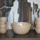 Service stoneware Village France salad bowl and its 8 cups, sangria service or