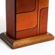 Italian 60s table lamp made of wood and leather with paper straw lampshade
