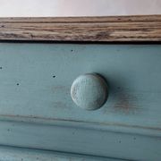 Small vintage side table in sage green patina and solid wood.