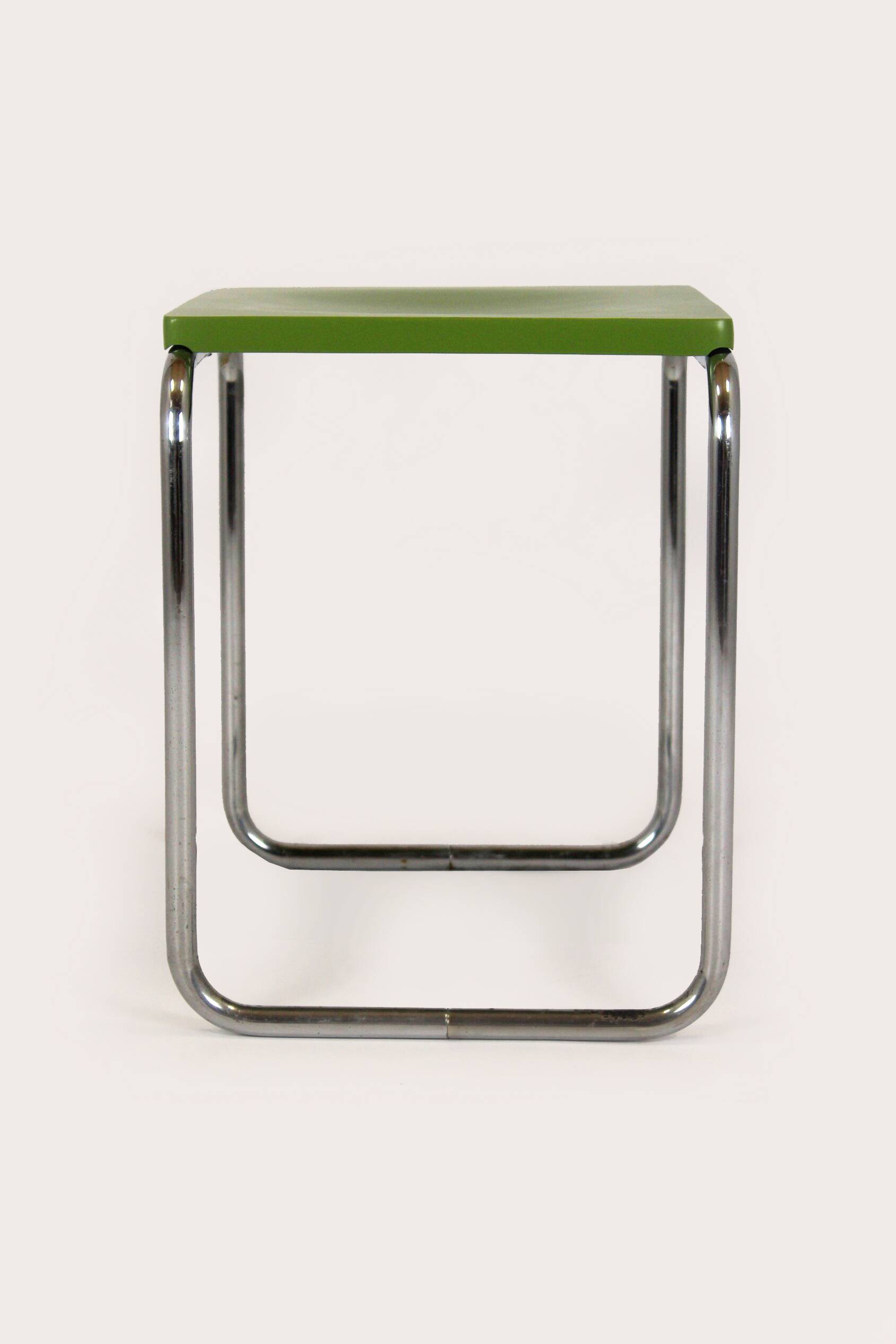 Restored Bauhaus Chromed Tubular Steel Stool from Slezak, 1930s