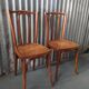 Pair of curved wooden bistro chairs