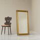 Grand miroir Art déco en laiton patiné avec verre facetté années 1960