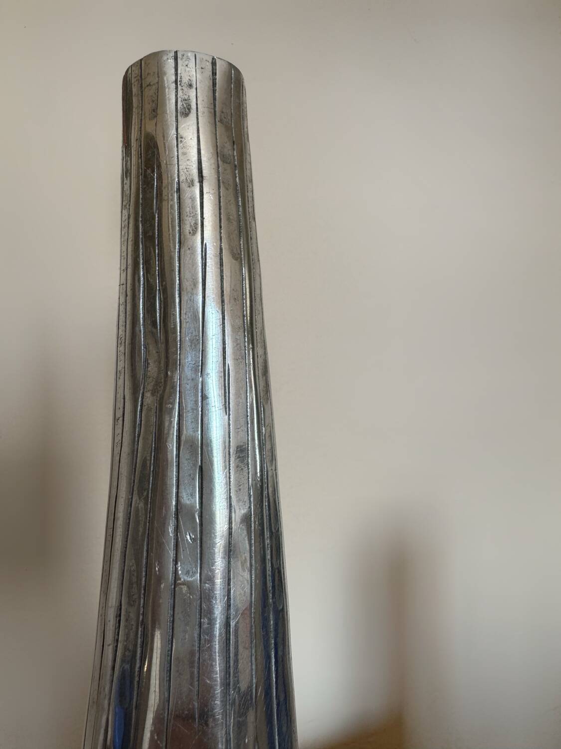 Vase soliflore aluminium chromé design italien années 70