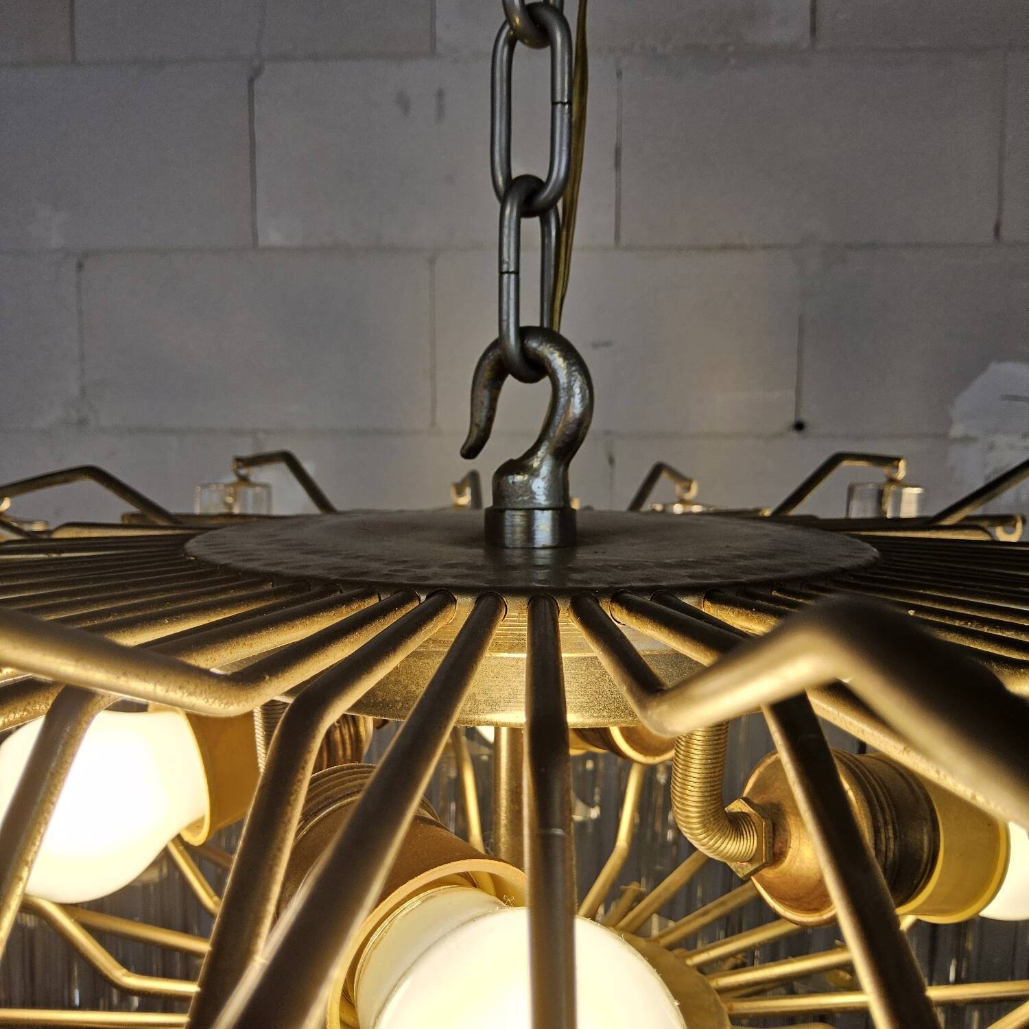 Vintage Italian crystal chandelier Venini Triedi Murano (1960s)