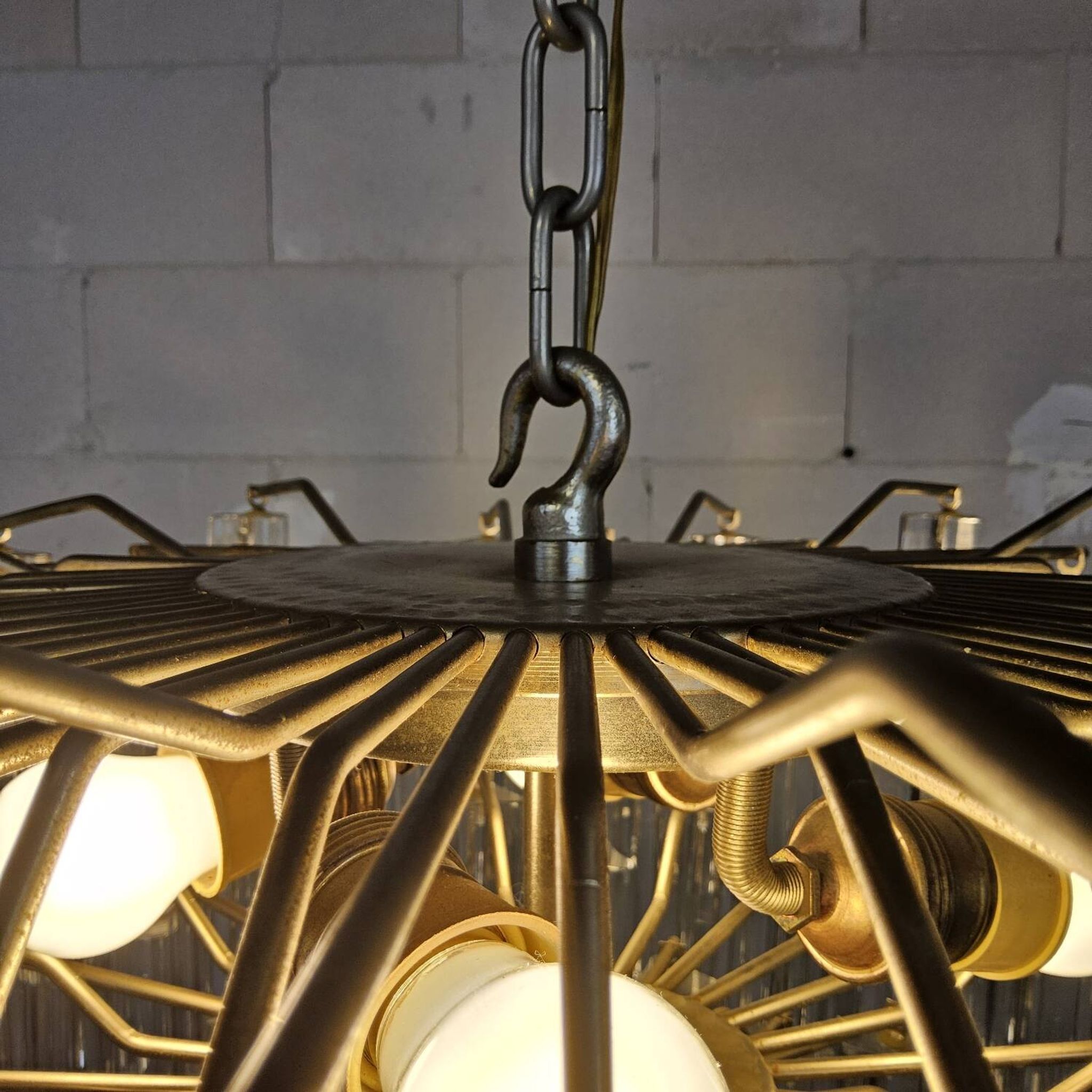 Vintage Italian crystal chandelier Venini Triedi Murano (1960s)