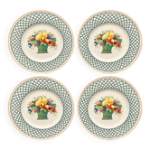 Ensemble de 4 grandes assiettes Villeroy & Boch décor panier de fruits