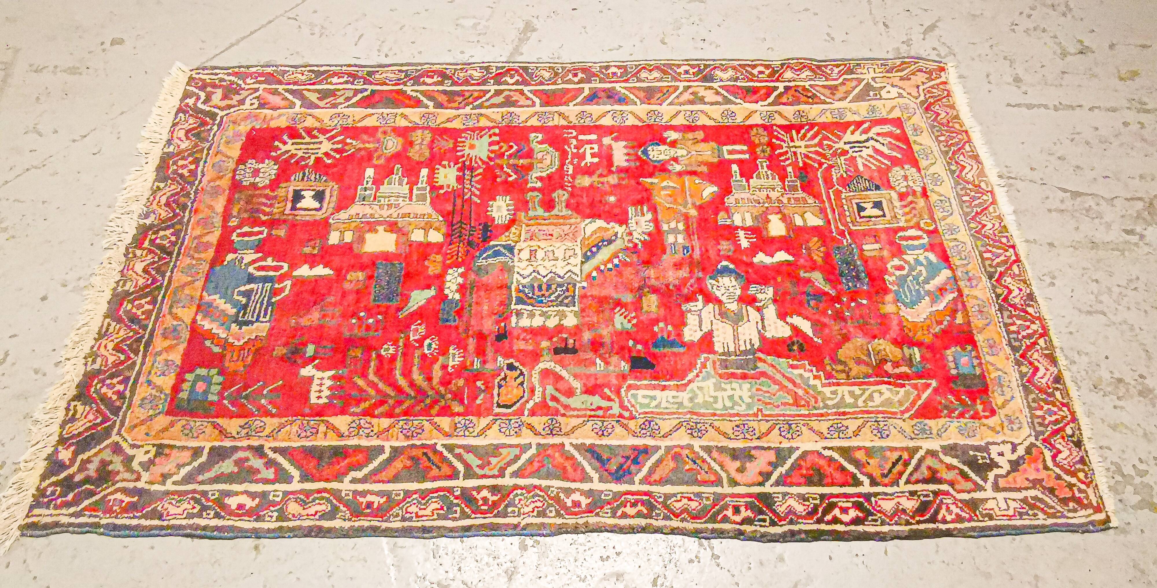 Hamadan vintage Oriental carpet 198 x 130 cm