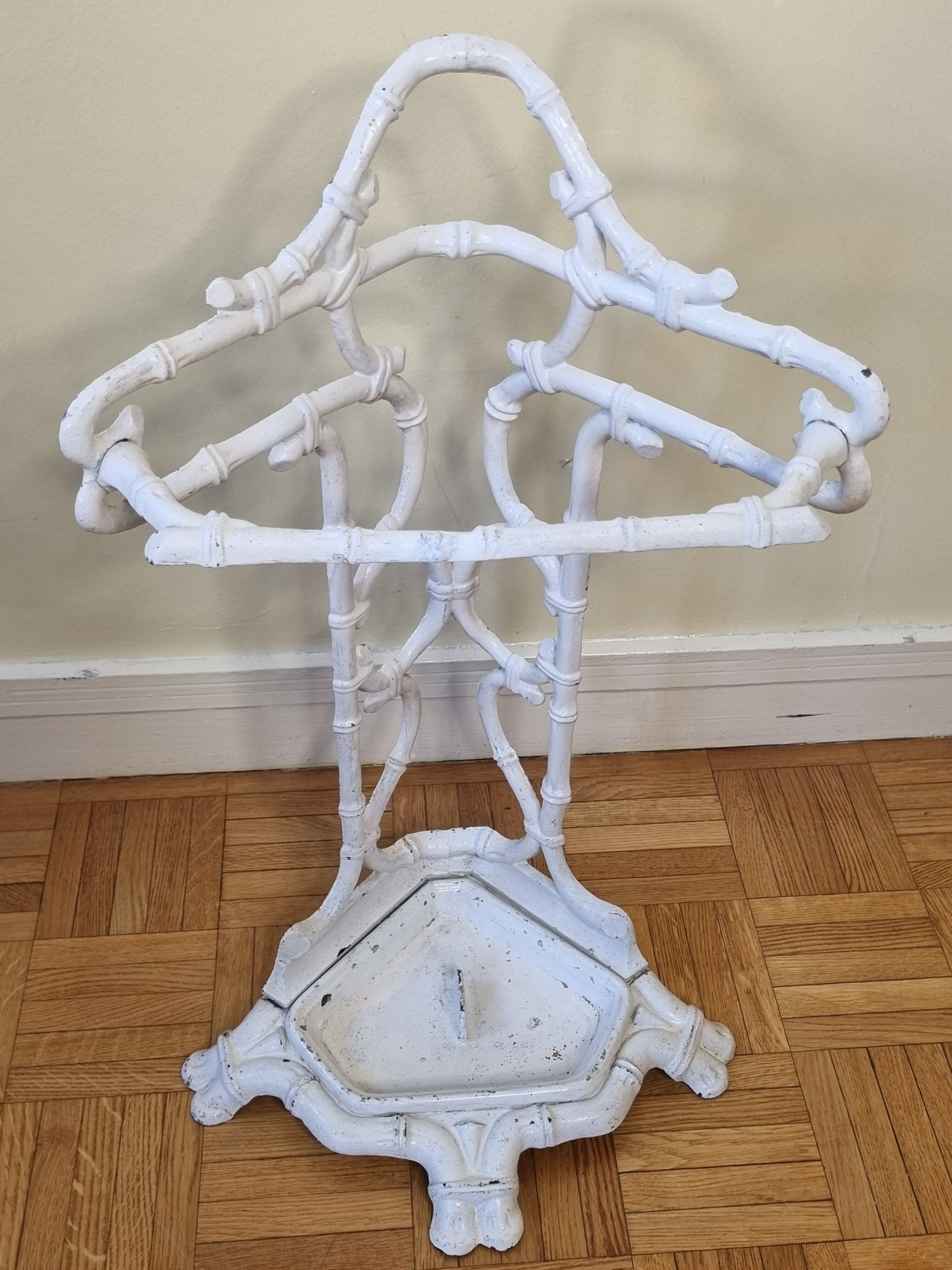 Old Victorian umbrella stand, late nineteenth century in white lacquered cast iron