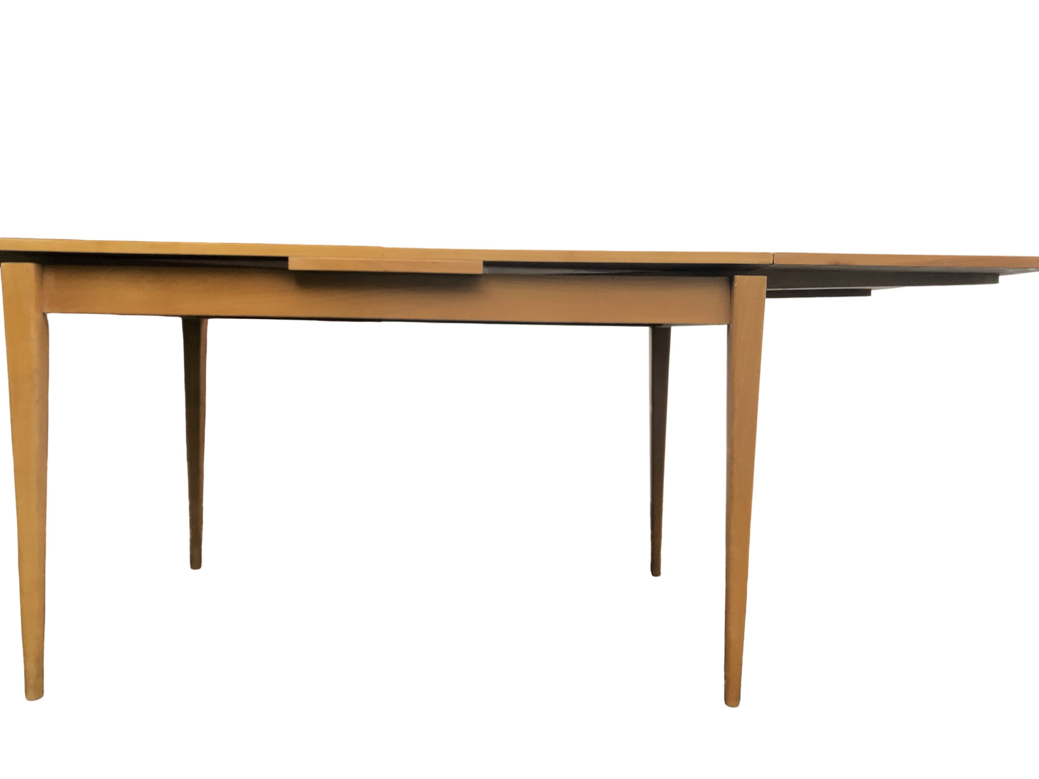 Table bois blond avec rallonges années 60 vintage