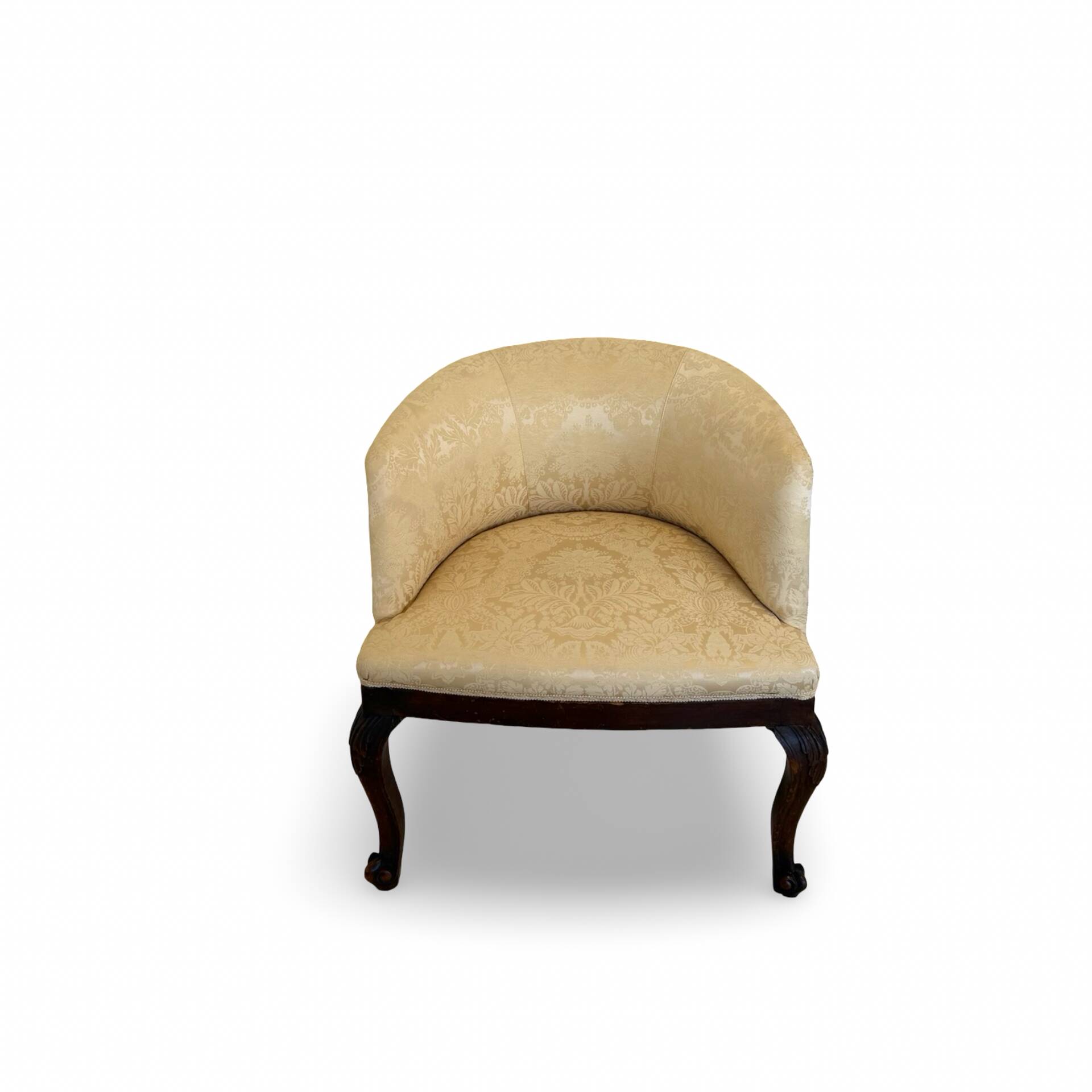 An antique Italian bar chair and a matching tufted vanity stool.
