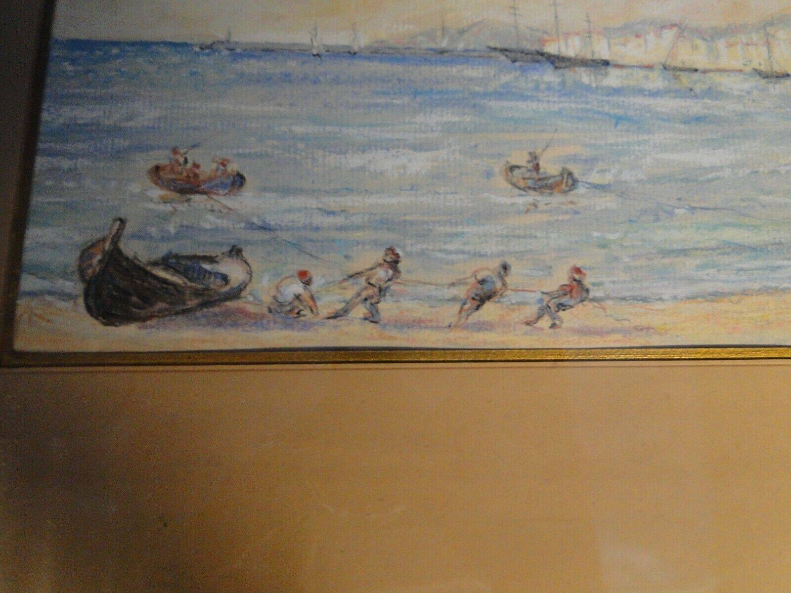 Pastel Michel Gastaldi view of Cannes the fishermen