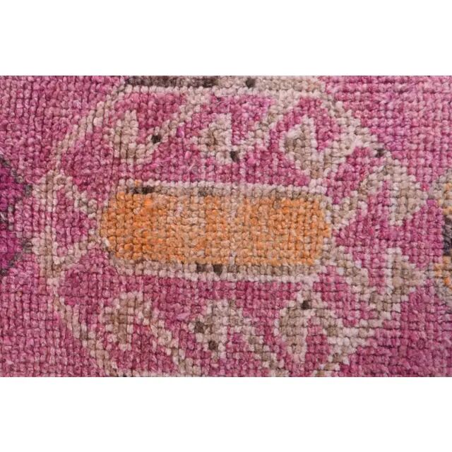 1970s Turkish Hand-Knotted Wool Cotton Pink Runner 87x294