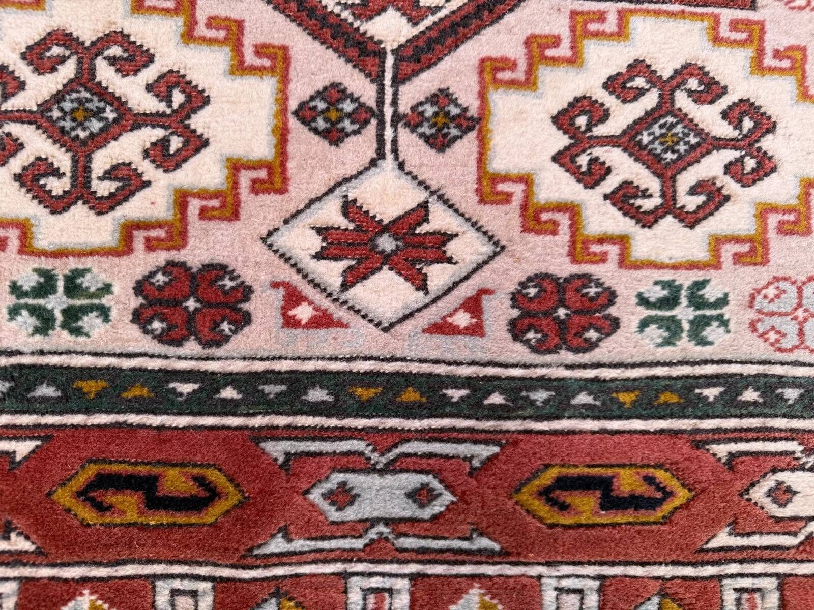 Old Turkish Kazak rug 90x115 cm vintage tribal, square medium 2574