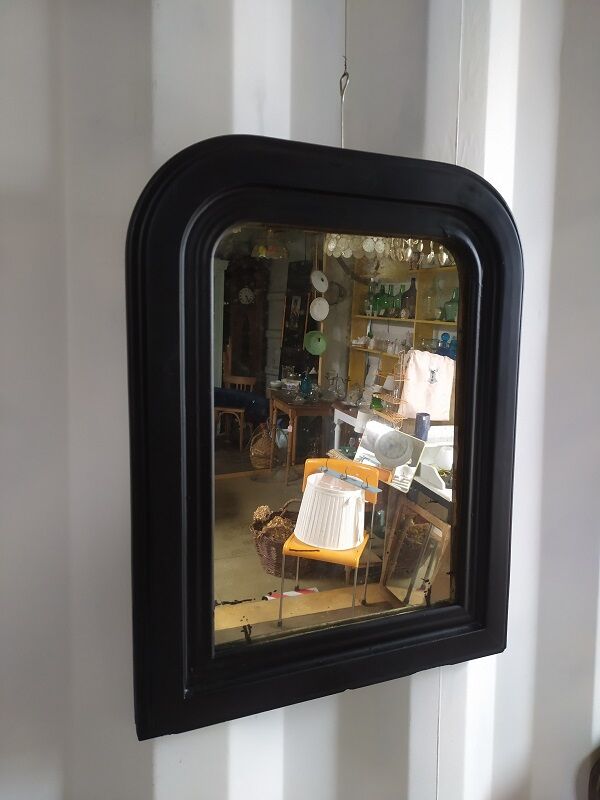 Mirror old plaster Frame matte black wood 41x53cm