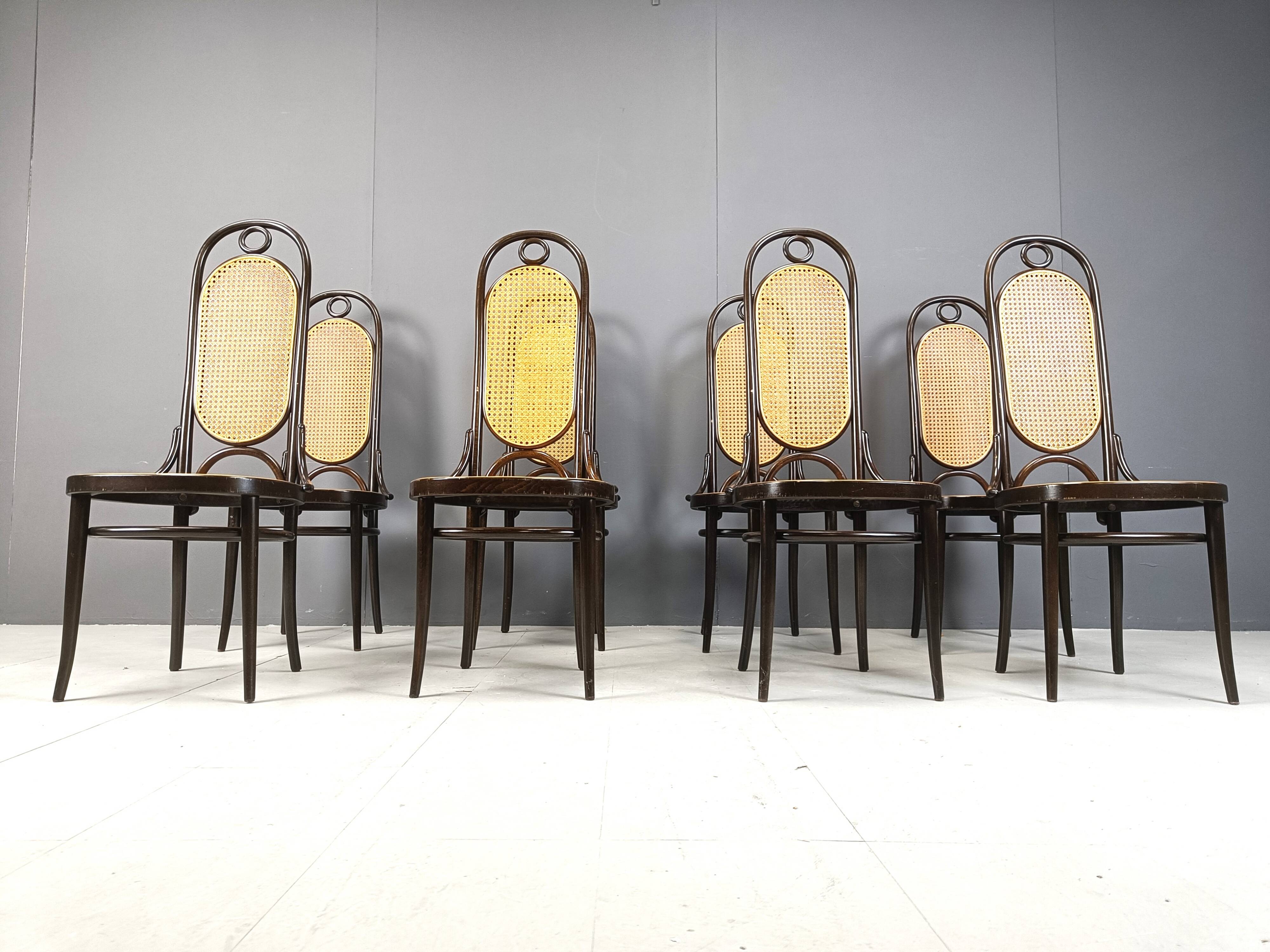 Thonet no. 207 dining chairs 'Long John', set of 8, 1980