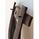 Brutalist vintage mirror in solid wood