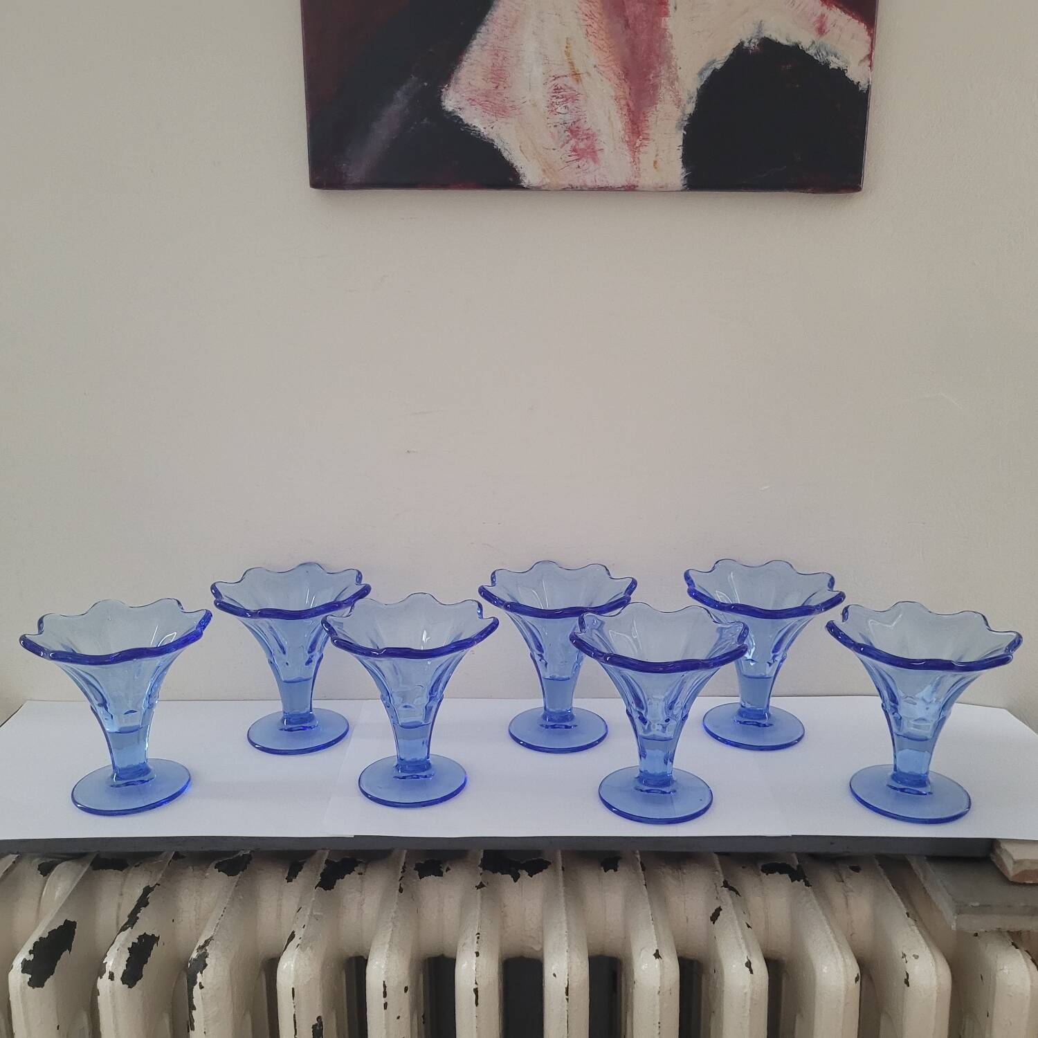 Coupes Ondulées Bleu Saphir La Rochère Vintage 80s0