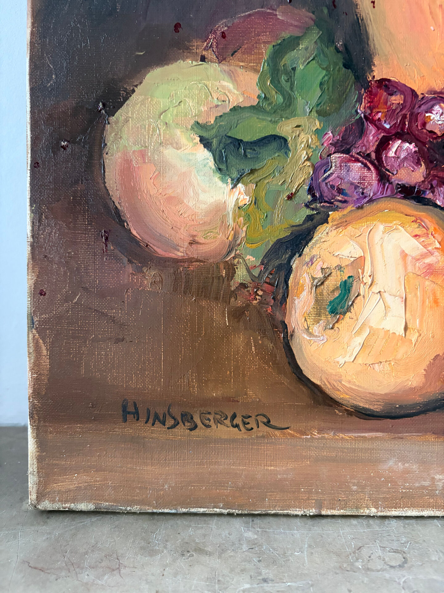 "Roses and fruits" knife oil signed Hinsberger 1992