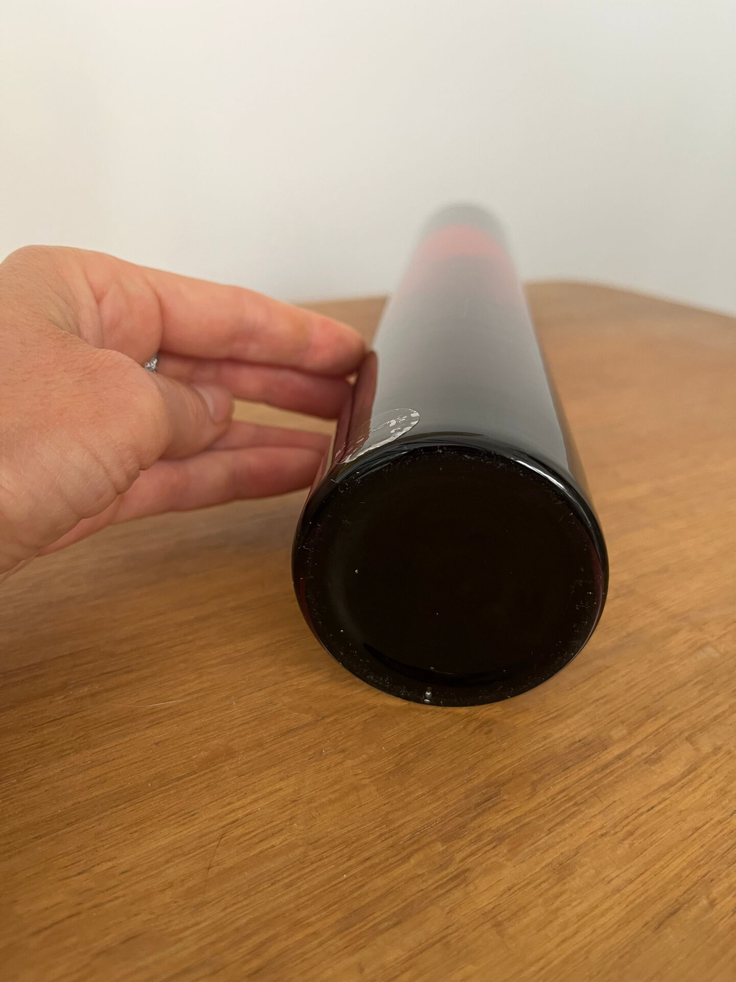 Large contemporary ruby red glass vase