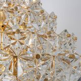 Chandelier, brass and crystal glass by Kinkeldey, Germany, 1970s.