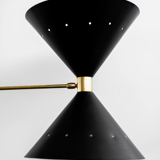 Suspension with 8 brass lights and Black lampshade