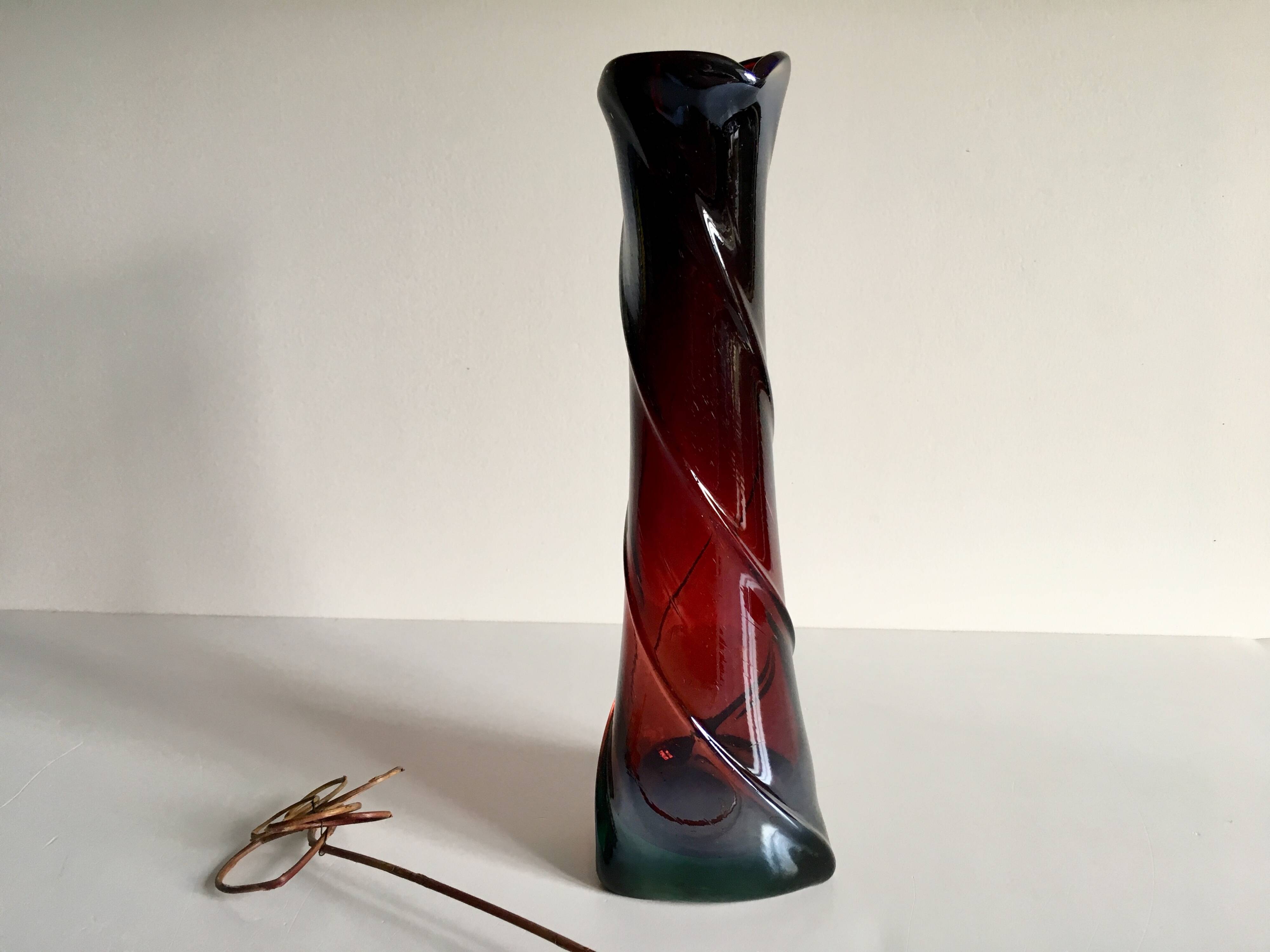 Modernist art deco crystal vase