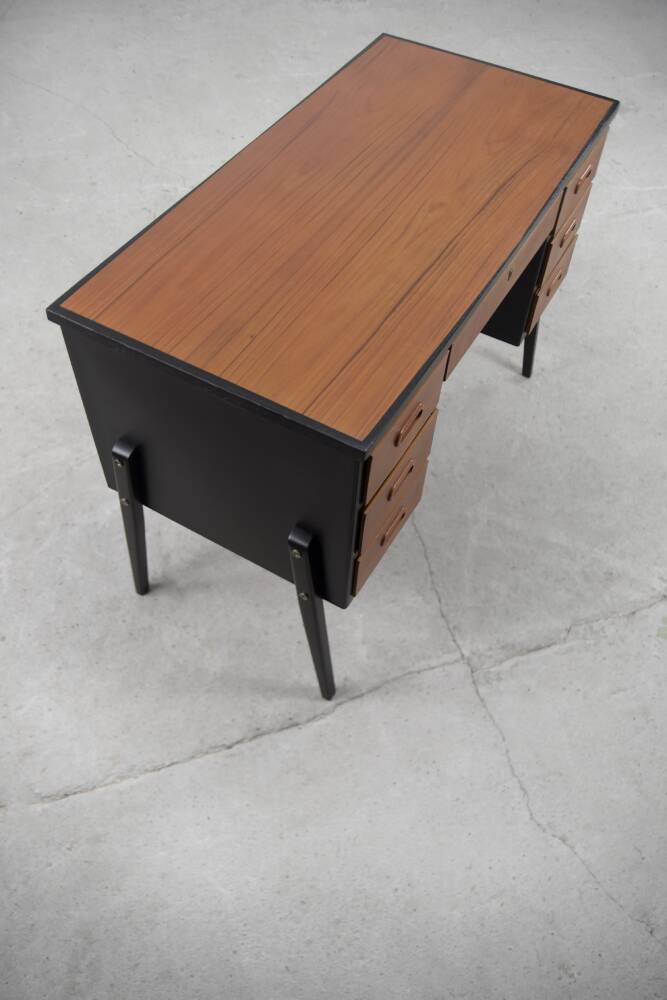Vintage Swedish teak desk, mid-century modern, 1960s.