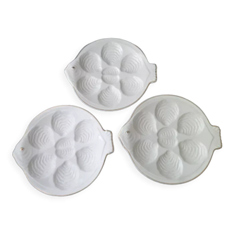 Set of 3 oyster plates made of Czechoslovakian porcelain