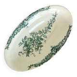 Romantic antique ravier porcelain floral style cream color and green details