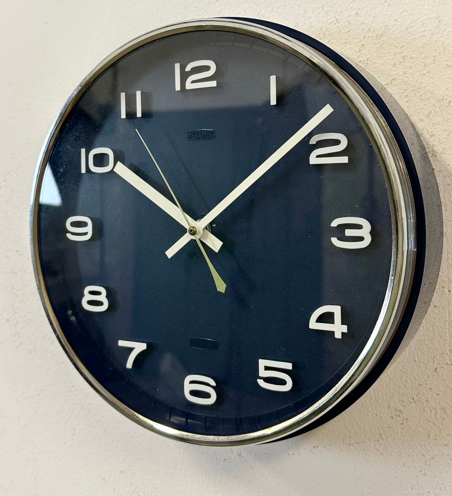 Vintage Blue Bakelite Electric Wall Clock from Metamec, 1970s