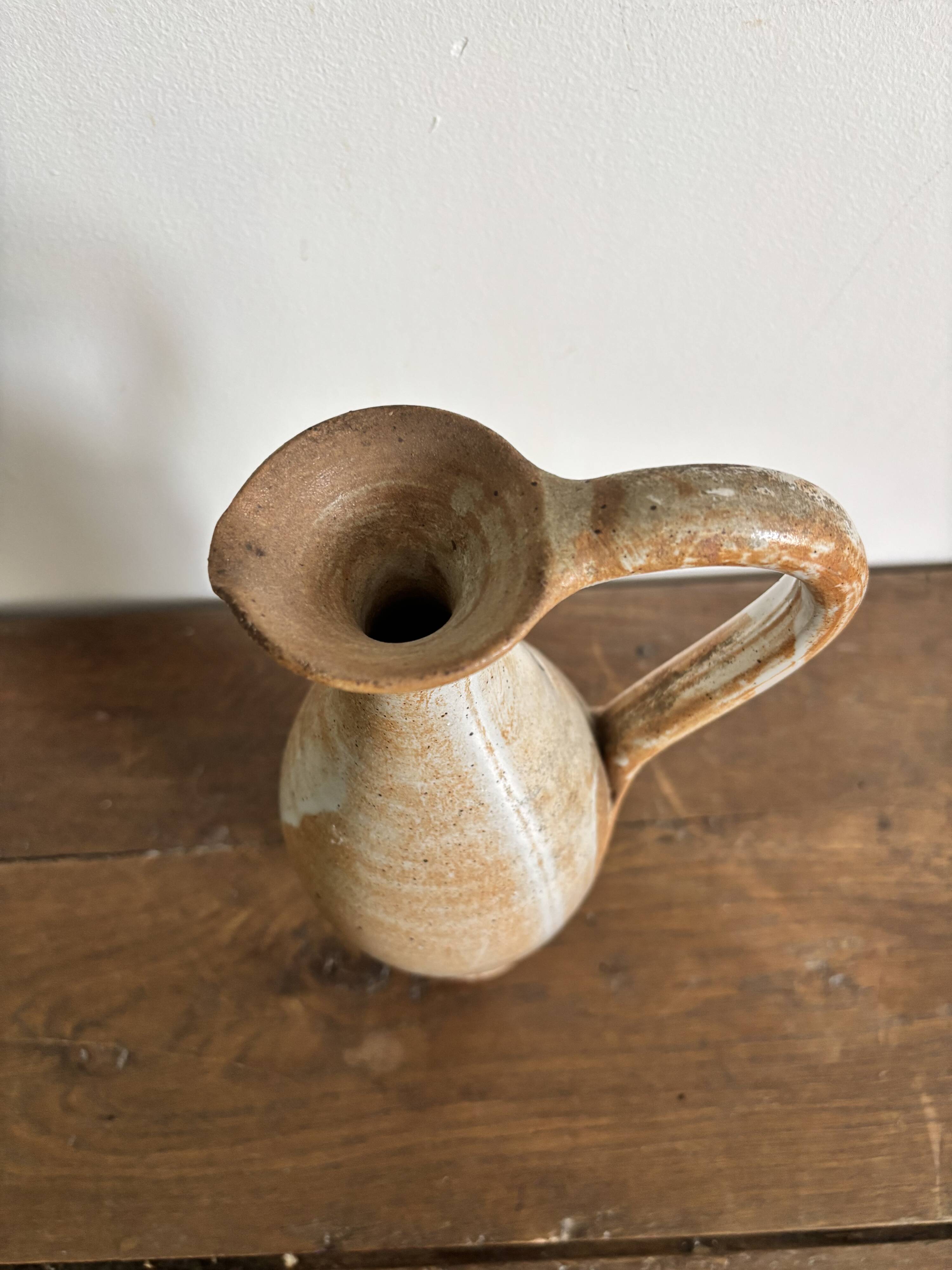 Handcrafted stoneware vase, a vintage piece from the 1960s.
