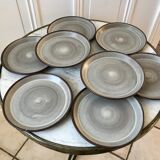 Set of 8 70s stoneware dessert plates