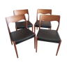 Series of 4 Scandinavian chairs in teak 60s