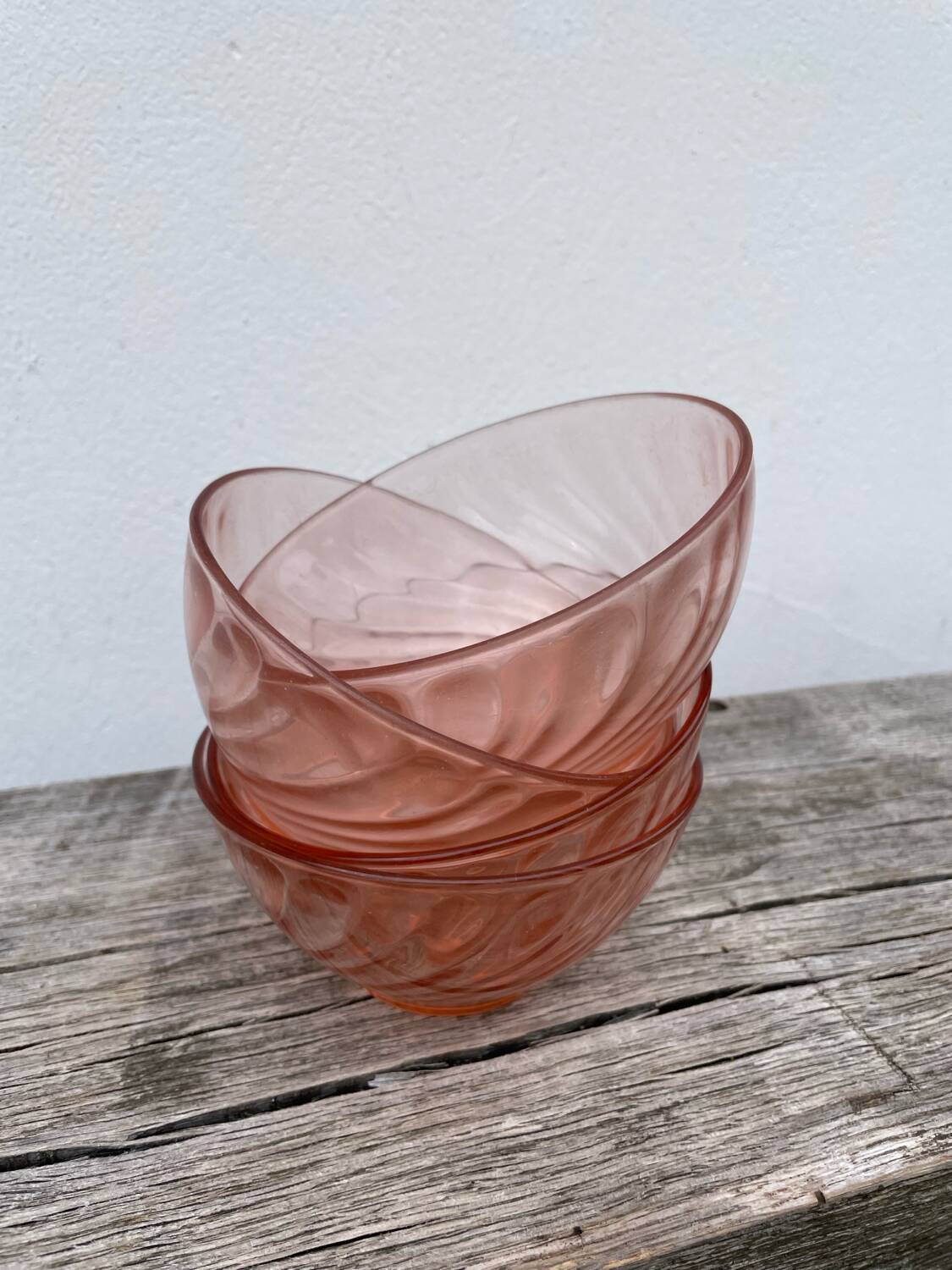 4 bols Rosaline en verre rose