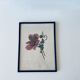 Ancient lithograph framed flower and snail