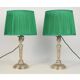 Candlesticks mounted as lamps, silver-plated bronze.