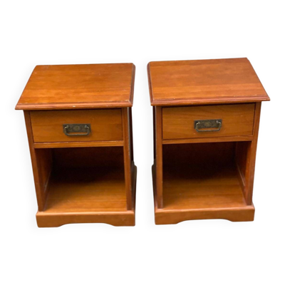 2 tables de chevet marine en bois massif teinté miel 1990