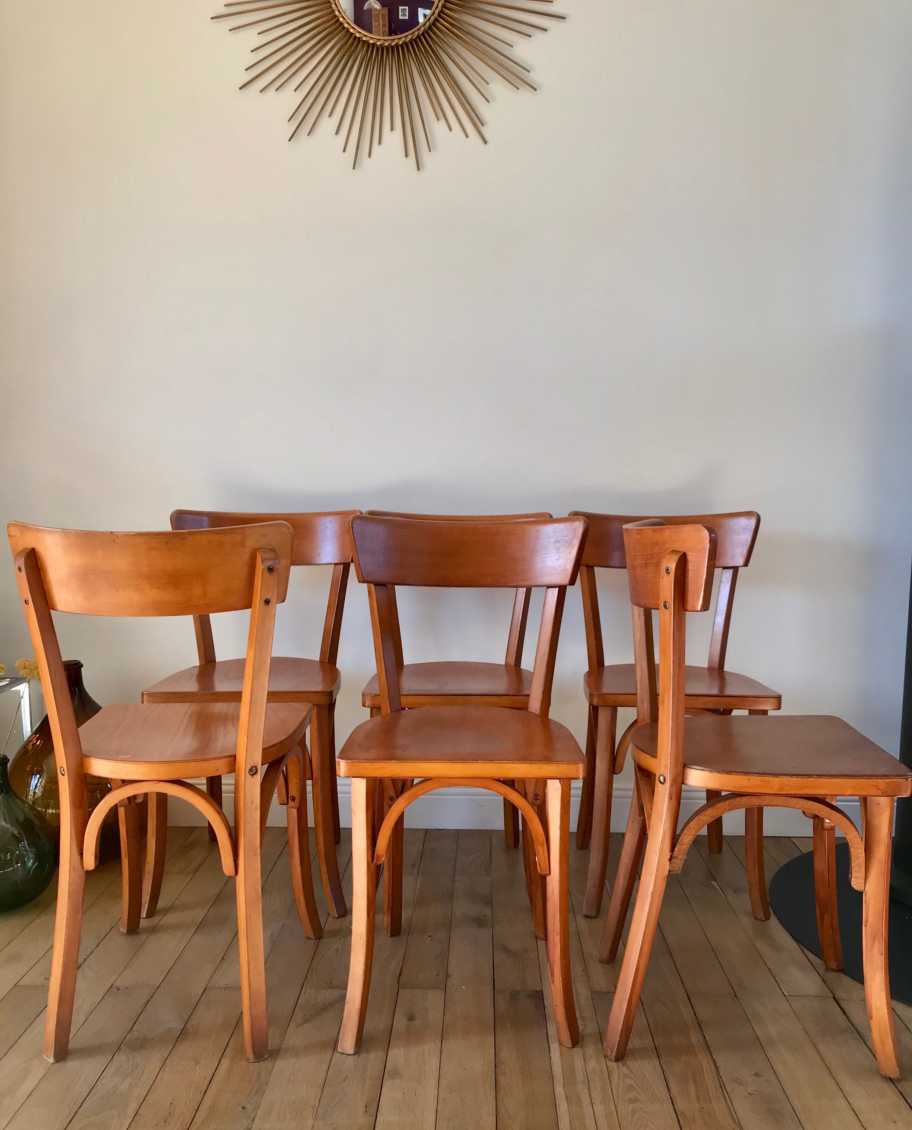 Set of 6 Luterma bistro chairs in beech wood 40-50s