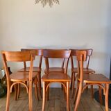 Set of 6 Luterma bistro chairs in beech wood 40-50s
