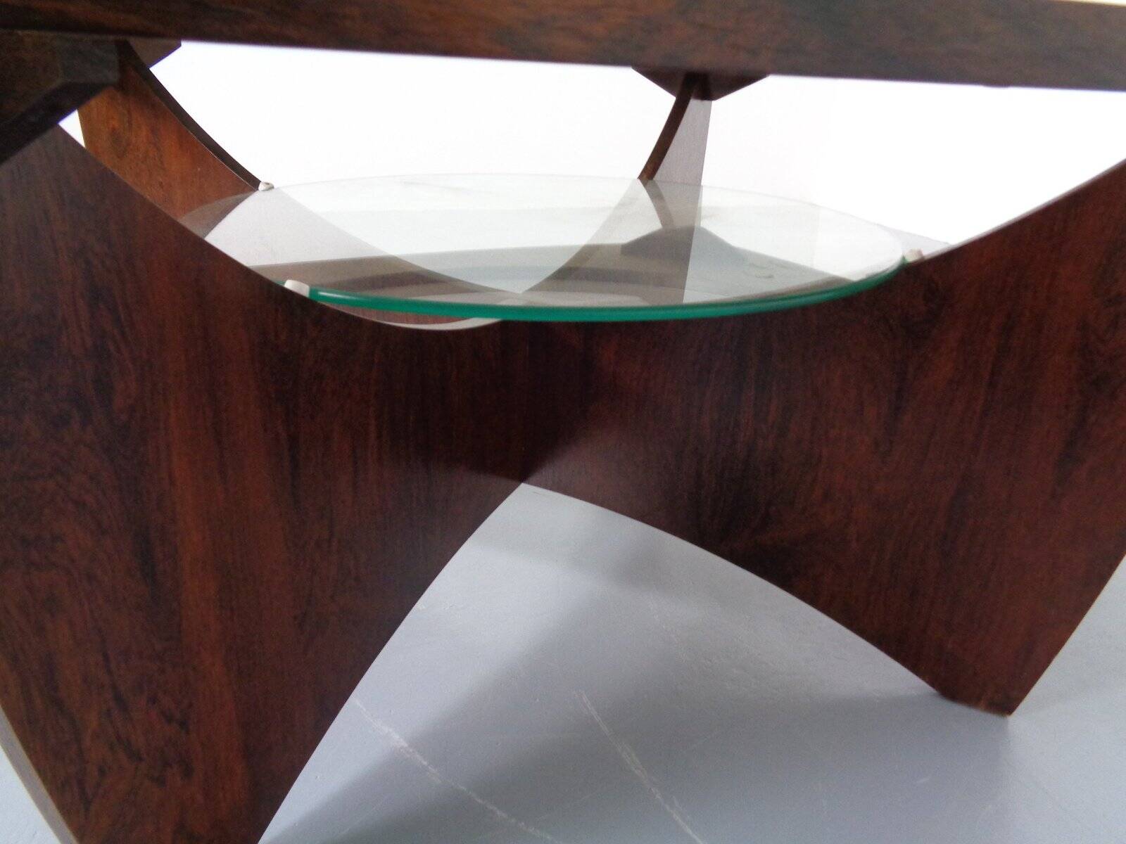 Vintage rosewood and glass coffee table, Denmark, 1960s