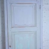 Rustic antique bonnetière in weathered blue-grey wood.