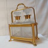 Whiskey cellar called "Tantalus" - Servant of 2 cut crystal carafes