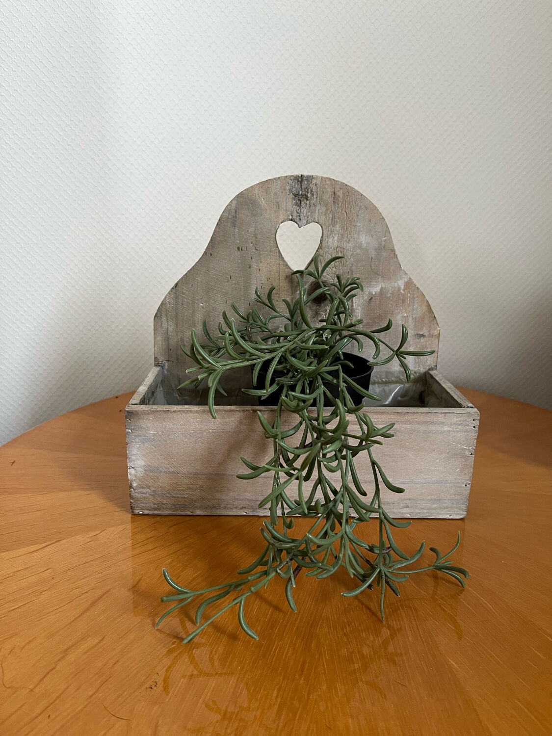 Wooden planter white patina