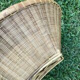 Large flat rattan basket