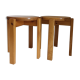 Pair of stackable pine stools, France, year 1980