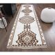 Vintage Turkish Oushak Handmade Wool Cotton White Runner Rug 84x346