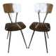 Pair of tublac chairs compass legs chrome metal formica wood vintage #a241