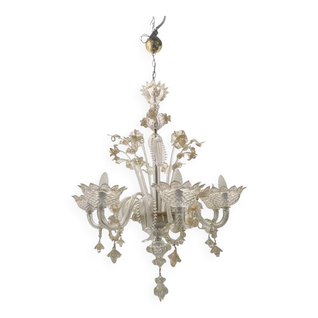 Grand lustre vénitien en verre de Murano des années 1960 | Selency
