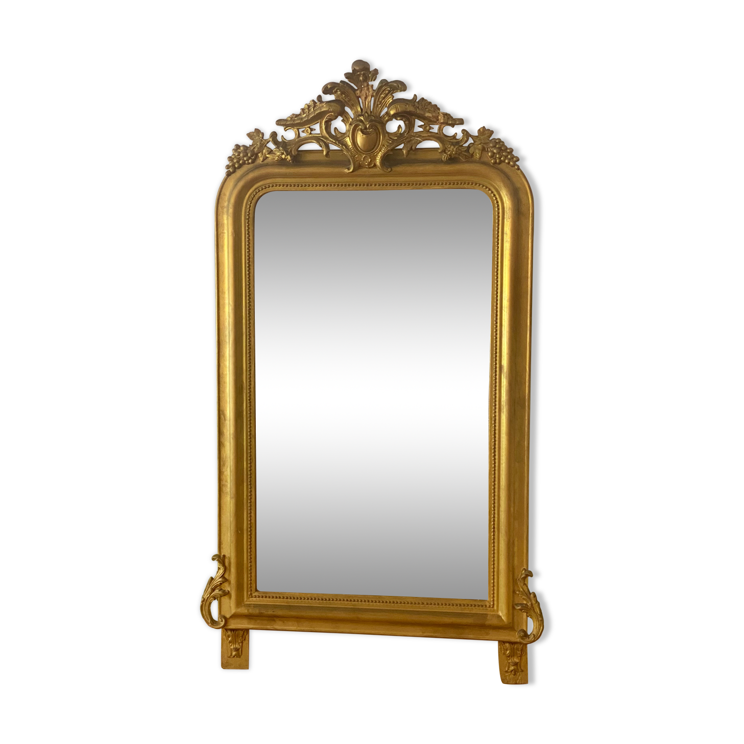 Large mirror with pediment XVIII eme gilded  86x150cm
