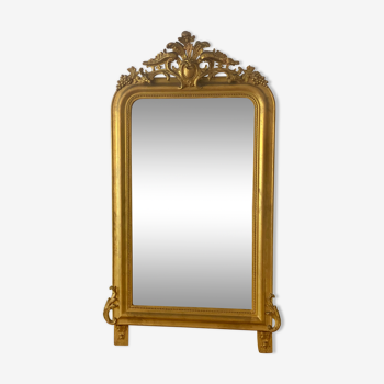 Large mirror with pediment XVIII eme gilded  86x150cm